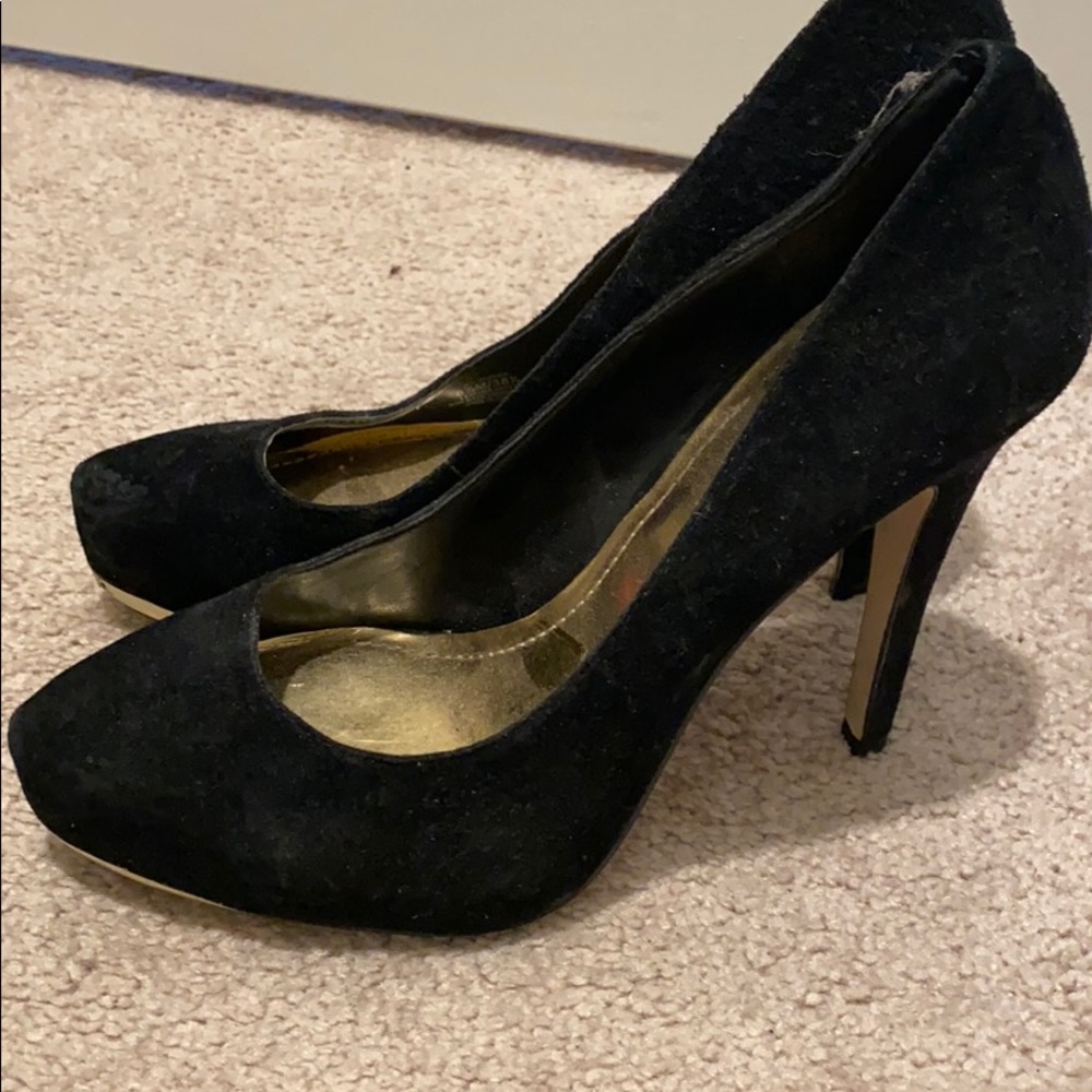 BCBG suede black heels